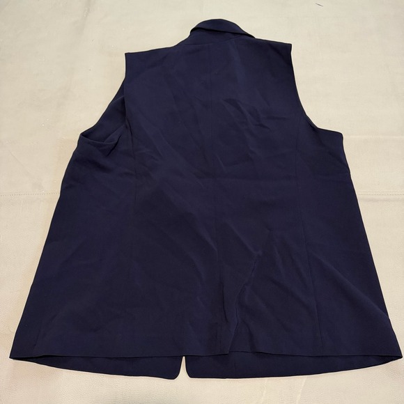 New Talbot Navy Blue Long One Button Blazer Vest Plus Petite 16W Wide Petite6082 - Picture 2 of 9